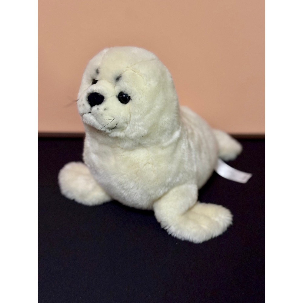 FAO Schwarz White Harp Seal Pup Plush Stuffed Animal 15 Inch Toy Cream